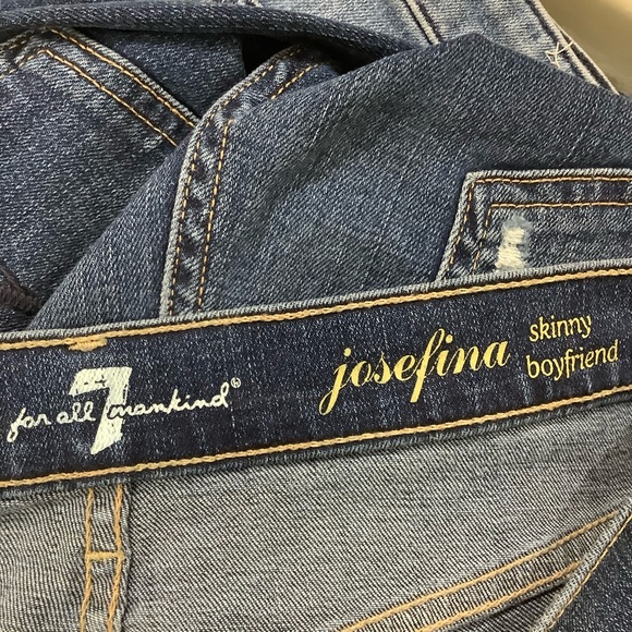 7 For All Mankind Josefina Skinny Boyfriend Dark Wash Jeans - Picture 6 of 8